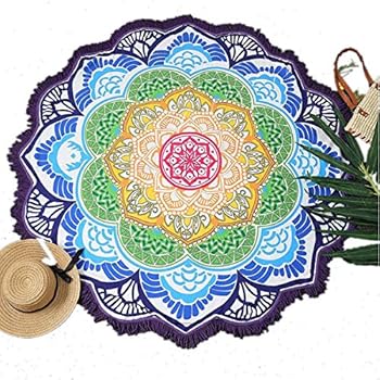 urbancharm- roundie paon Mandala rond rouge indien Tapisserie Couverture de plage hippie Boho Gypsy Serviette de plage Nappe en coton