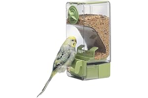 SEPTILLAR Comedero automático para pájaros, comedero para Jaula de pájaros con Percha para Periquito, Canario, cacatúa, pinzón (Verde)