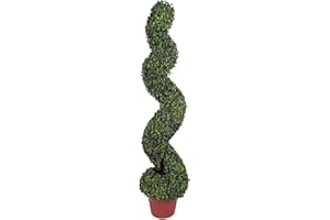 Abaseen 100cm Artificial Boxwood Spiral Topiary Trees for Indoor Outdoor Decor, UV Stable Outdoor Use