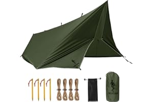 FREE SOLDIER Tarp Wasserdicht 3x3,2m Ultraleicht-Tarp Zeltplanen UV Schutz Camping Sonnensegel Zelt Freien Große für Camping, Wandern, Outdoor-Aktivitäten (Militärgrün)