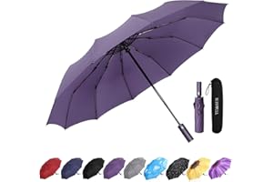 PETOSKE YumSur Travel folding umbrella compact waterproof Umbrella Auto Open Close,lightweight 12 Ribs Reinforced Windproof Umbrella for Men & Women