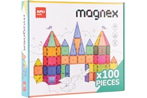 APLI Kids 20138 - Juego de construcción magnético Magnex 100 Piezas| Set 3D para Niños 3+| Fichas Geométricas Imantadas de Colores | Juguete Educativo Steam para Creatividad y Desarrollo Cognitivo