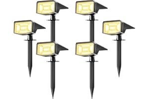 FLOWood Lampy solarne do użytku na zewnątrz, reflektory solarne o barwie ciepłej bieli 3000 K na zewnątrz, wodoodporne słoneczne lampy ogrodowe o stopniu ochrony