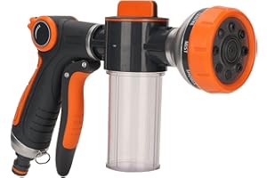 MOKERNALI Garten Handbrause, Gartenschlauchdüse, Hochdruck Gartenbrause, 8 Einstellbare Sprühmuster, Autowaschdüse Mit Seifenspender Abzugshebel verriegelbar Für Die Bewässerung von Pflanzen, Rasen