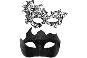 WFKKMEQ Couple Masquerade Masks Set, 2PCS Venetian Party Mask Halloween Costume Masks Carnival Masks Halloween Mardi Gras Costume Party Dress-Up Accessories for Men and Women