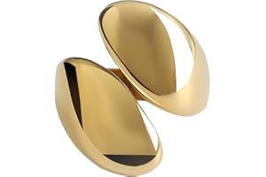 GOLDENCAT Anillo Wendy, Anillo grueso gotas agua ajustable, Anillo grueso para mujer, Anillo grueso Adaptable, Anillo abierto grueso de acero dorado, Acero inoxidable, Baño de oro 18k