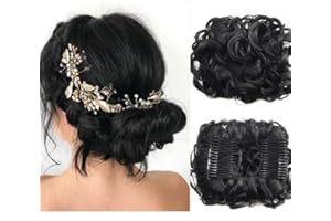 SEGO Przedłużenie włosów, kok na gumce, wysoko upięte fryzury, jak prawdziwe włosy, czarne