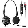 Arama USB Headset with Microphone Noise Cancelling & In-Line Control, Stereo PC Headphone for Laptop Computer Business Home Office Call Center Skype Zoom, Clear Chat, Super Light