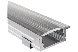 Alumino | LED Aluminiumprofil Eloxiert | 200 cm | Einbauprofil | Klare Abdeckung | für 16 mm LED-Streifen | kompatibel mit Philips Hue | 2m | Ems