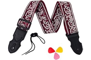 COYUN Correa Guitarra Eléctrica, Correa Guitarra Acústica, Guitar Strap De Algodón, Bohemia Bordado De Las Vintage Correas De Guitar, Con 3 Púas De Guitar, Para Bajo Guitarra, Eléctrica, Acústica