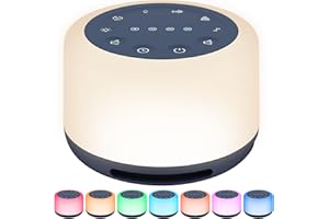 ‎COLORLAM COLORLAM White Noise Machine Baby Einschlafhilfe Spieluhr Baby 30 Klängen,Drahtlose Verbindung 5 Helligkeitsstufen 7 Farben Weißes Rauschen Lampe Nachtlicht Baby Stilllicht Portable Meditation Yoga