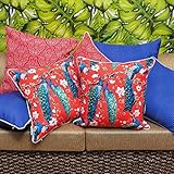 Dekorativer Kissenbezug/Kissenhülle RED ORNAMENTAL 45cm x 45cm (Ohne Biese) Hochwertiger Dekokissen-Bezug für Couch, Bett oder Sofa von Sunburst Outdoor Living – Nur Bezug, Ohne Kissen - 3
