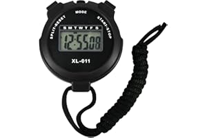 BEHAHAI Digital Sports Stopwatch Timer Stopwatch Large Display Interval Training Timer Outdoor Split Stop Watch Lap Timer Digital Calendar Alarm Clock Referee Watch for Training Running(Black)