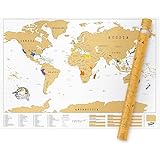 Extra Large World Scratch Map – Personalized World Travel Map – Scratch Off Map – Fun & Colourful Scratch Poster – Perfect Gift For Travelers – White