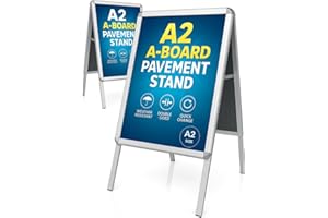 PREMIER BOND DISTRIBUTION A2 Double-Sided Pavement Sign with Snap Frame – Durable, Weather-Resistant Outdoor A-Board Display Stand for Posters & Advertising (A2 Size)