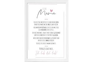 FJLLRVEN Definition Poesie Kunstdruck-Poster | Weihnachtsgeschenke Mama Geschenk | Wandbilder Wohnzimmer | Weihnachten Geschenke für Mama Geburtstag | Wanddeko Deko Wohnzimmer | DINA A4 mit Rahmen Weiß