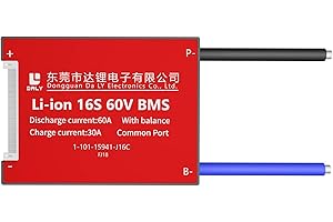 DALY BMS 16S 60V 60A Li-ion Batería Controlador de Descarga Módulo de Protección PCB Placa de Protección con Cables de Equilibrio BMS para 18650 Batería Pack 60V