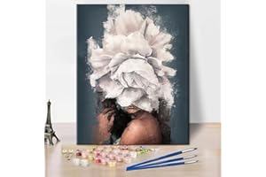 TISHIRON Malowanie według liczb dla dorosłych, sztuka współczesna, dla dziewcząt, kwiaty, dla dorosłych, zestaw do malowania według liczb, zestaw do malowania według liczb, obraz olejny według liczb