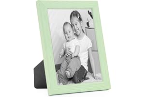 ‎PHOTOLINI PHOTOLINI Bilderrahmen Kinderzimmer 13x18 cm Grün, Wechselrahmen farbig, Holz, Acrylglas, Made in Germany, zum Aufstellen & Aufhängen, mit Zubehör - für bunte Kinderbilder