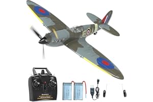 volantexrc Avión RC, Avión de Combate Spitfire V2 con Radio Control de 4 Canales RTF, con Alerones, Giroscopio, Acrobacias y 3 Modos para Vuelo Fácil, Aeronave para Hobby para Principiantes y Adultos