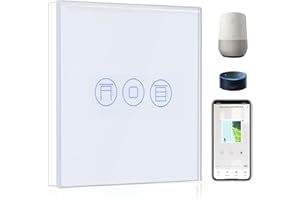 BSEED Interruptor Persiana WIFI Blanco,Interruptor Inteligente Compatible con Tuya,Alexa y Google Home,Control de APP y Función de Temporizador,2,4Ghz Alexa Interruptor Persiana