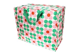 Rex London - Gigantyczna torba XXL, torba do przechowywania z zamkiem błyskawicznym, kolorowy wzór (Daisy pink/green)