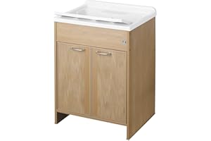 Negrari: Lavatoio Lavapanni 9002KF in resina PVC, Vasca resistente agli acidi, Ideale per ambienti umidi, Kit completo con asse di lavaggio, Interno/Esterno, L50 X P60 X H84, Frassino