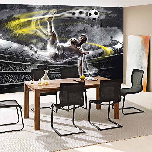 Vlies Fototapete PREMIUM PLUS Wand Foto Tapete Wand Bild Vliestapete – Fußball Stadion Mann Spieler – no. 1353, Größe: 368 x 254 cm Blueback Papier - 8