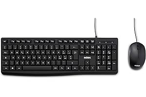 Nilox NXKMIT0012, Kit Tastiera e Mouse USB, Tastiera con Layout Italiano, Mouse con Sensore Ottico da 1200 DPI, Compatibile con Windows, Linux, MAC