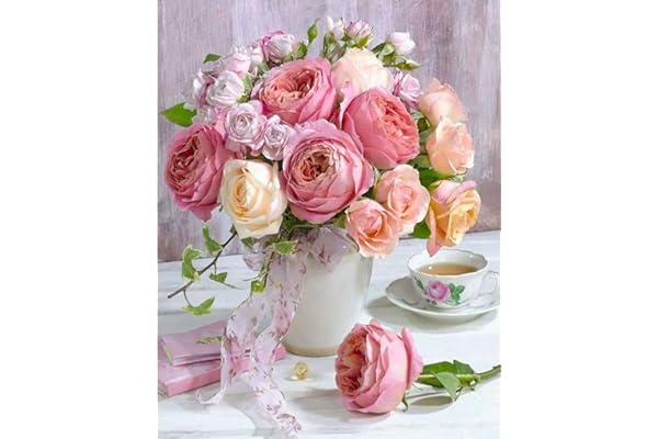 SYMON point de croix kit complet,Fleurs Rose,11CT canevas,debutant broderie imprimé,40×50cm