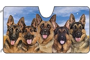 BAGEYOU Dog Car Front Windshield Sunshade German Shepherd Decor Vehicle Sun Shade Visor UV Ray Reflector Sun Protector, Keep Vehicle Cool, 55" x 30"