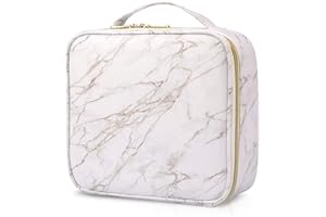 Joligrace Borsa per Cosmetic Borsa porta Trucchi Borsa Trucco Professionale Valigetta Trucco Makeup Trousse trucchi Beauty Case Donna da Viaggio con Scomparto Rimovibile Pelle PU, Marmorizzata Bianca