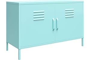 DHP FURNITURE DHP Cache 2 Door Metal Locker Accent Cabinet Mint