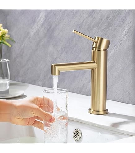 GGStudy Waschtischarmatur Antik Messing – Zweigriff, 3 Löcher, Für 20-40 Cm Becken, Mit Metall-Pop-Up-Ablauf