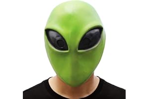 PartyHop Máscara de látex de extraterrestre para Halloween, fiesta, carnaval, cosplay, área 51, extraterrestre verde