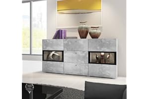 Arthauss Sideboard Cabinet Baros 26 in Concrete Grey - Elegant Sideboard Furniture for Dining Room and Living Room, UKs Best Oak Sideboard Cabinet with Plenty of Storage, Ideal for Home Décor