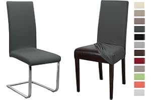 ‎BEAUTEX BEAUTEX 2er Set Jersey Stuhlhusse (Farbe wählbar), elastische Uni Stretch-Husse aus Baumwolle Bi-Elastisch (Dunkelgrau)