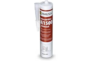 HAUSA Mastic d'Étanchéité pour Cheminées et Poêles HA1500 Mastic Spécial Résistant Au Feu et Aux Températures Jusqu'à 1500°C Produit d'étanchéité Gris Foncé 1x 310 ml