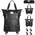 JD FRESH 2 Layer Nylon Duffle Trolley Bag for Traveling/Extendable Luggage with 4 Wheels/Waterproof Travel Bag/Convertible Luggages for Men and Women/Travelling Bags(Black)