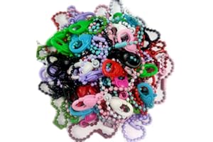 HEUSKAY 50 Unidades Clip de Langosta y Cadena de Cuentas de Bolas de Metal Con Conectores - Cadena de Bolas de 2,4 mm - Llaveros de Color Mixto