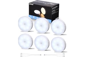 jutyum Lampe Led Detecteur de Mouvement [Lot de 6], USB Veilleuse Rechargeable, Veilleuse LED Automatique, Lumiere Autocollante, lumière LED Sans Fil pour Chambre de Bébé, Armoire, Couloir, Escalier