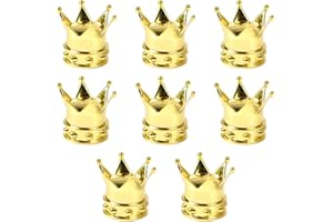 HAOHAI 8 tapas de vástago de válvula de neumático, tapas de vástago de válvula de neumático de corona, tapas de polvo de válvula de neumático, tapas de válvula de aire de vástago de rueda de corona (dorado)