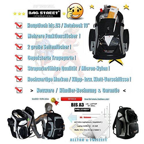 XL City & Laptop Rucksack – Alltag & Sport Rucksack Schulrucksack Reise Rucksack Notebook Rucksack Daypack Backpack Damen Herren Schwarz - 4