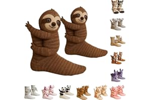 GENERIC Animal Socks Women Teenage Girl Gifts Warm and Soft Novelty 3D Animal Knit Funny Sloth Hugging Socks