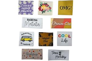 FILOUFACE Étiquette tissée à coudre Lot de 10 Message Fun Customisation textile Thème Summer Vibes