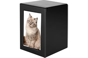 NEWDREAM Kikafok: Haustierurnen für Haustiere, Urnen für Asche, Katzenurne für Asche, Haustierurnen für Hunde, Asche, klein, Holz-Andenken, Gedenkurnen (Schwarz)
