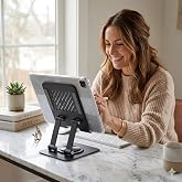 HEARTZ 360 DERECE SONSUZ POZİSYONDA D&Ouml;NEBİLEN KATLANABİLİR METAL ALAŞIMLI Y&Uuml;KSEKLİK VE A&Ccedil;I AYARLI KAYDIRMAZ TABLET STANDI (Sİ