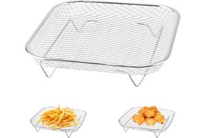 PETGLIMMER 8 Pulgadas Acero Inoxidable Air Fryer Rack, 20 X 20 X 4 cm Apilable Rejilla para Freidora de Aire, Multiusos, Adecuado para Freidoras de Aire con una Capacidad Superior a 5,5 L