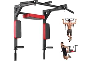 LIFERUN Barre de Traction 4 en 1 pour Montage Mural, Fitness Fixation Murale Support, Station de Dip pour Gym en Intérieur à la Maison, Poignées Antidérapantes, Max 200KG