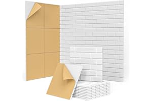 Akustikplatten Selbstklebend, 1,2cm Dicke, 10 Stück Schallabsorber für Wand, Tür, Decke, Acoustic Panels, Tonstudio, Wohnzimmer, Schlafzimmer, Buero, Gaming, Akustikpaneele Weiß